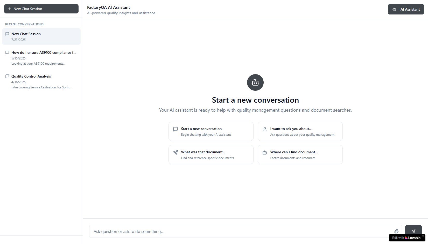 FactoryQA AI Assistant