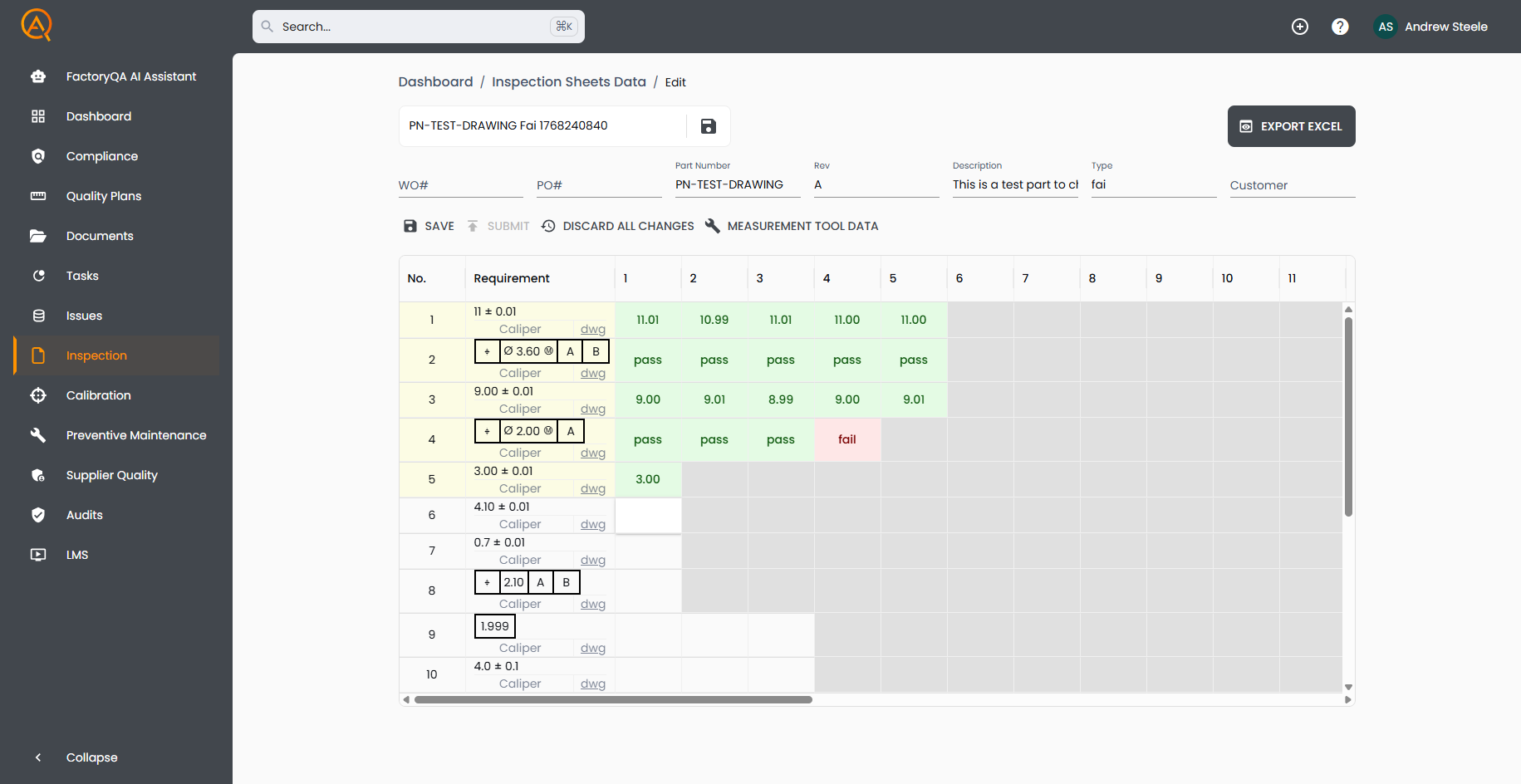 Inspection Home Page