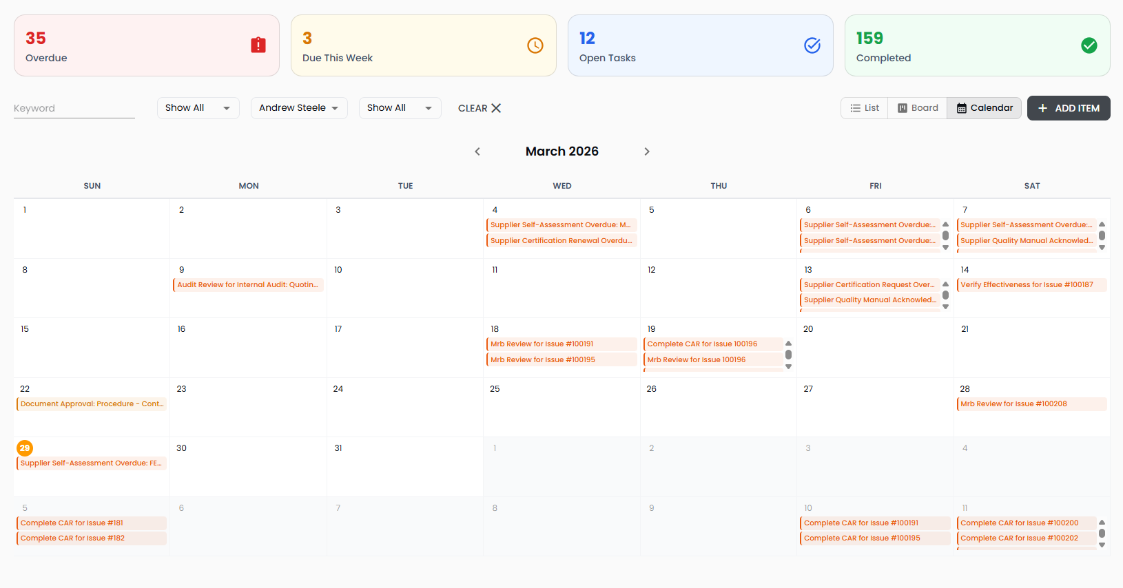 tasks calendar