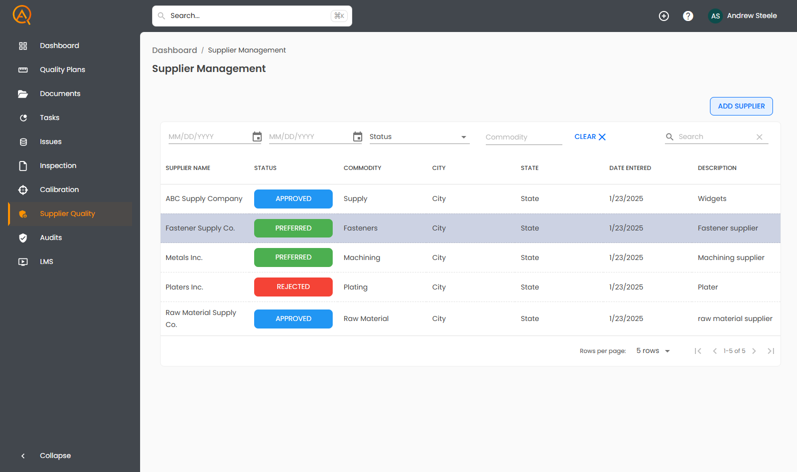 Supplier Quality Module